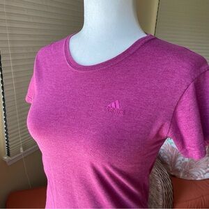 Adidas Short Sleeve Tee Heathered Maroon - Embroidered chest logo